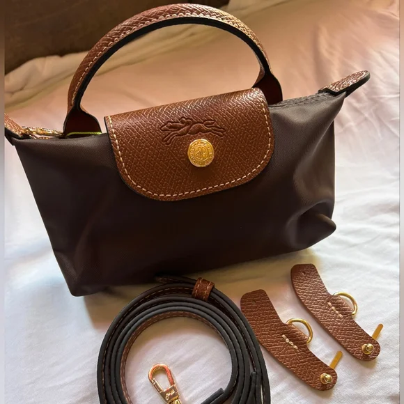Longchamp Chocolate Brown Color Mini Bag with Removable Strap NWT - Picture 1 of 6